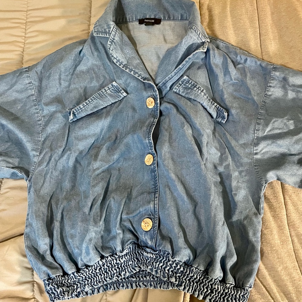 Kensie XS Denim Stretch Top